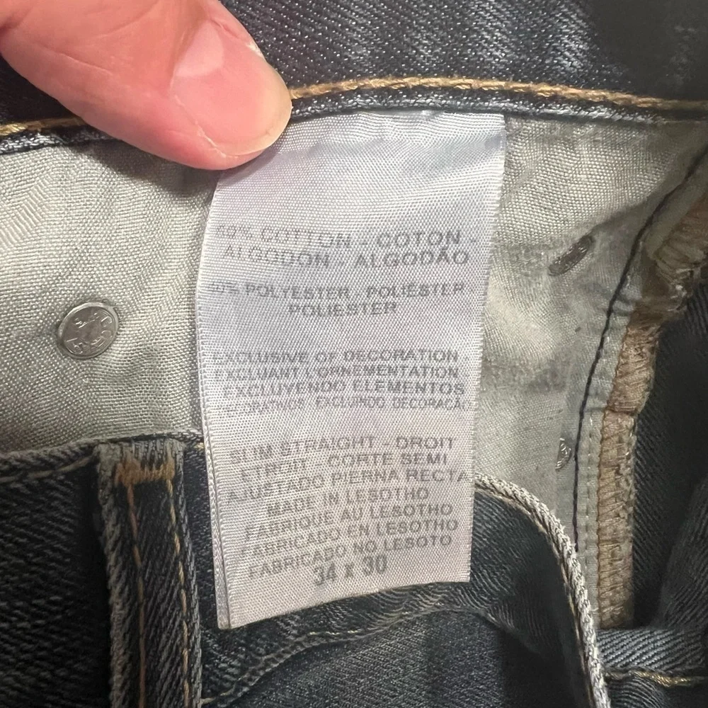 EUC Levi's Jeans Mens 34x40 Slim Straight Leg Blue Stretch Denim Mid‎ Rise (C1)